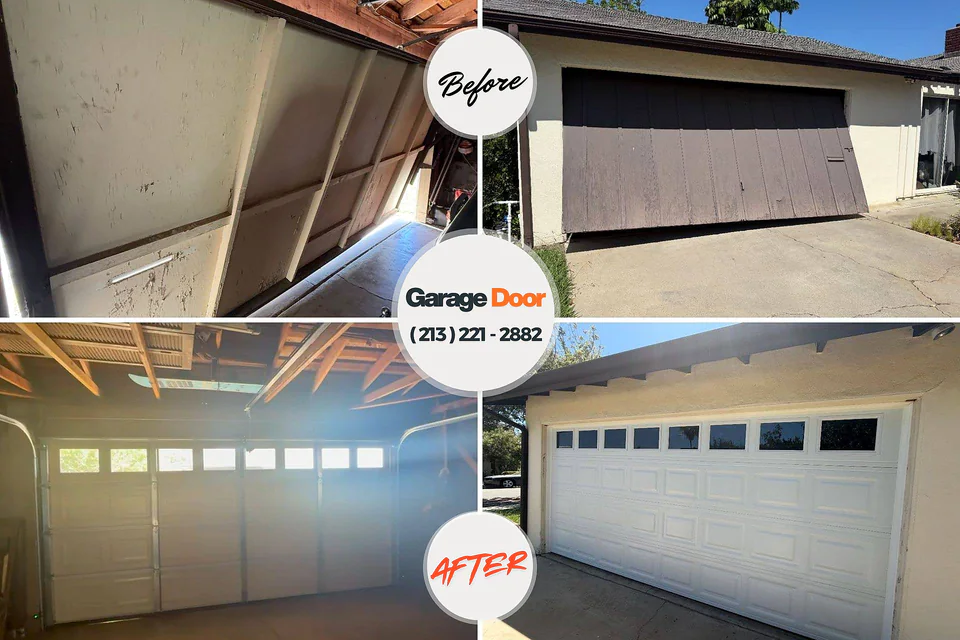 Before and after: garage door repair Alexandria, IN